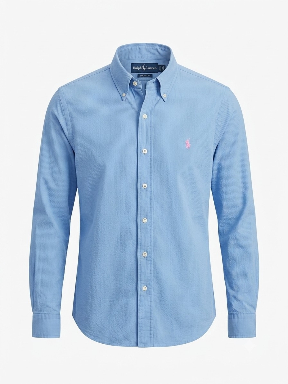Ralph Lauren Light Blue Button-Down Dress Shirt with Pink Pony